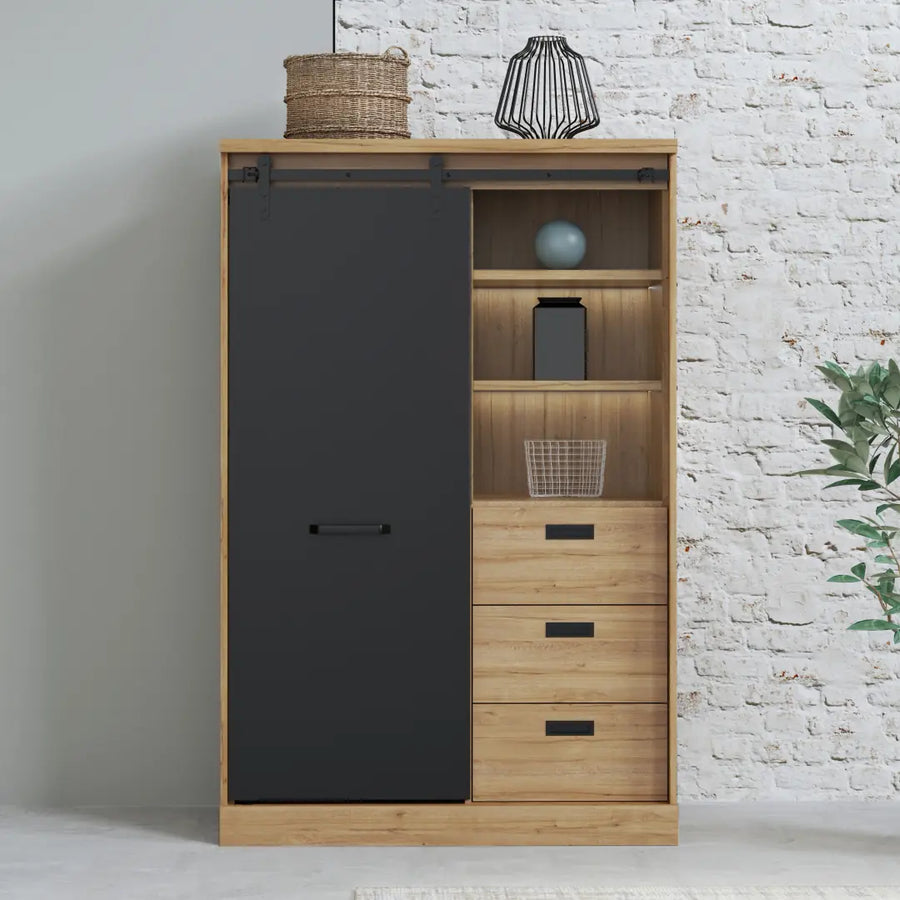 Kaszimiro Highboard Cabinet 103cm in Oak Waterford