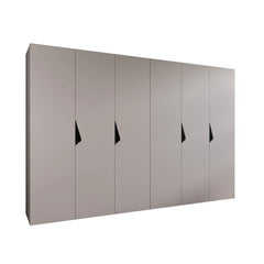 The hinged wardrobe in a light grey finish shown from the front