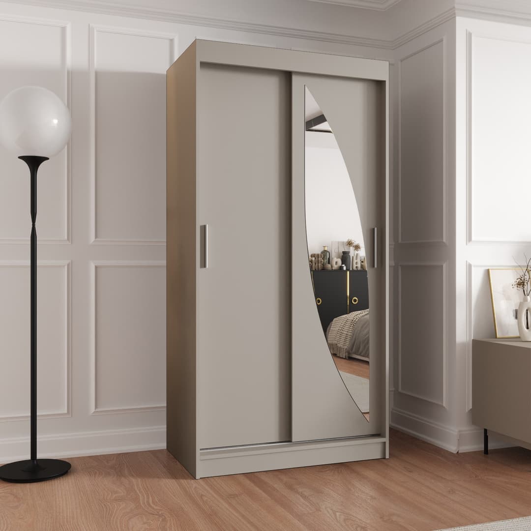 Milo Sliding Door Wardrobe 100cm in Cashmere