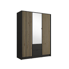 Katania Hinged Door Wardrobe 151cm in Black
