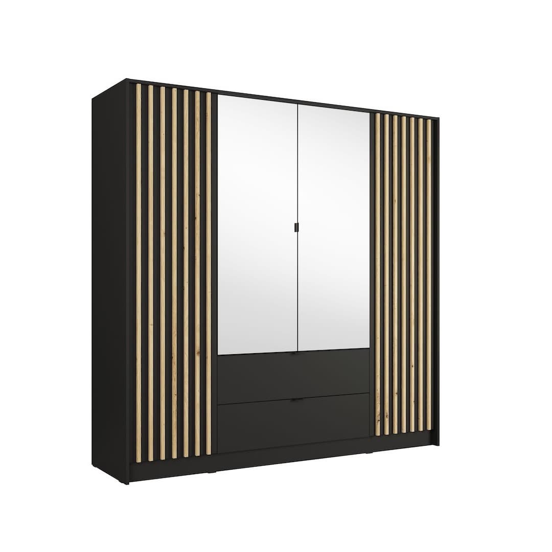 Katania Hinged Door Wardrobe 200cm in Black