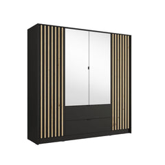 Katania Hinged Door Wardrobe 200cm in Black