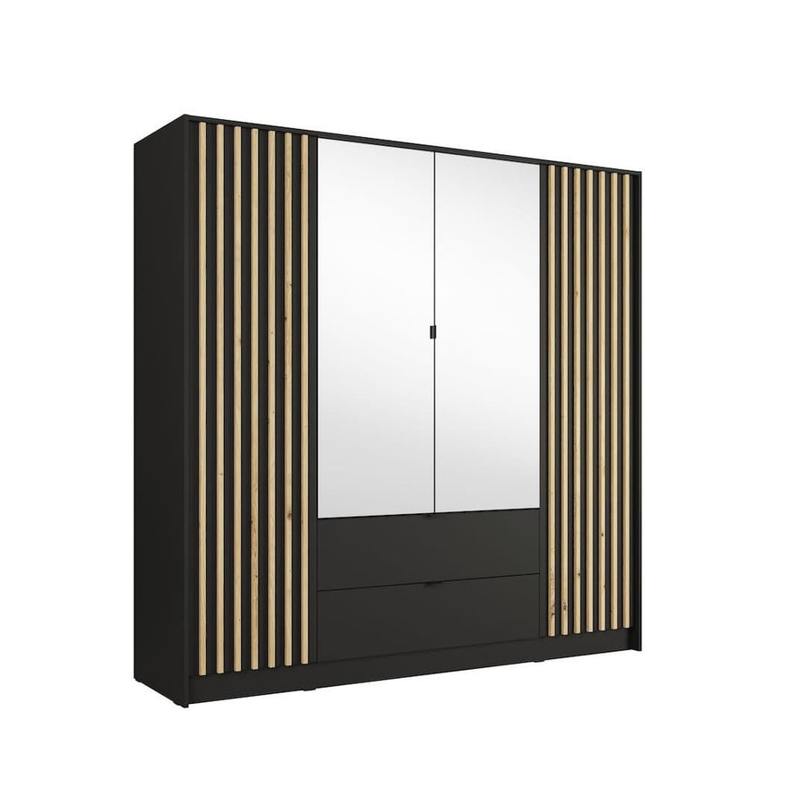 Katania Hinged Door Wardrobe 200cm in Black