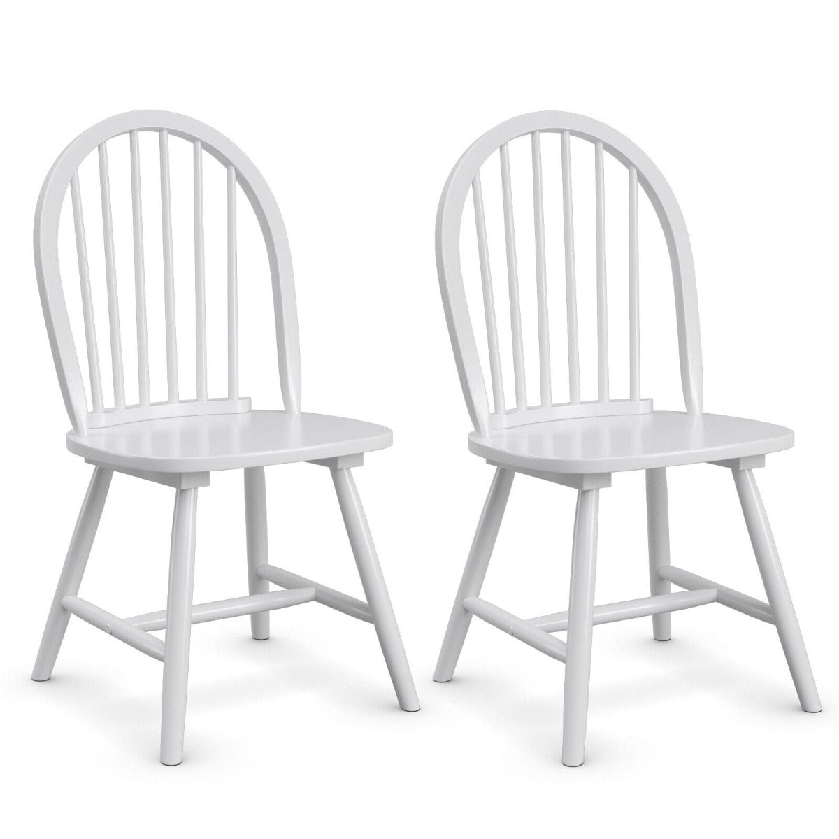 2 Piece Wooden Kitchen Dining chairs with High Spindle Back-White