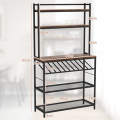 6-Tier Kitchen Baker's Rack with Wine Storage-Brown
