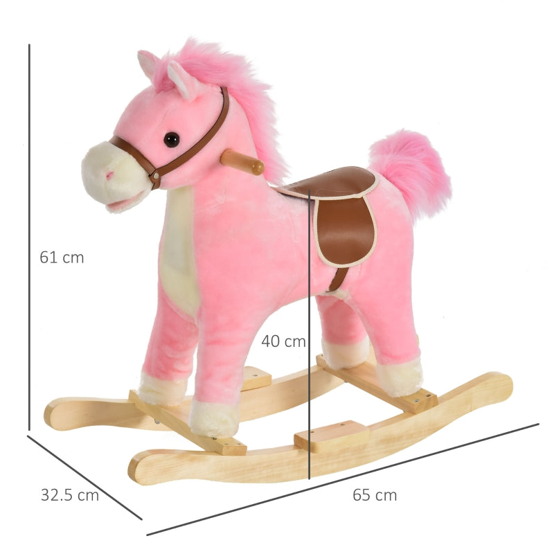 Kids Ride On Plush Rocking Horse w/ Sound