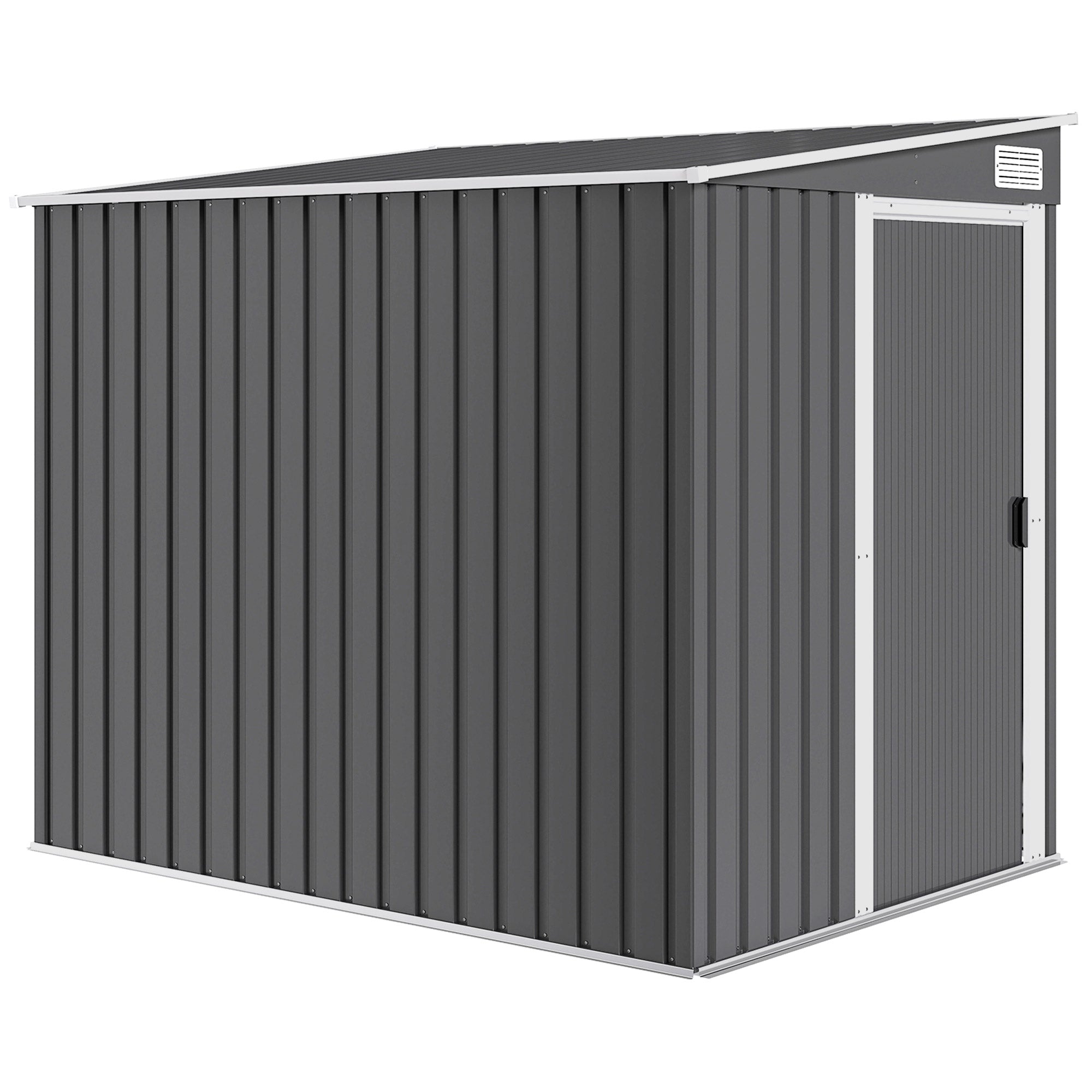 Outsunny 7 x 5ft Galvanised Metal Shed, with Sliding Door - Dark Grey