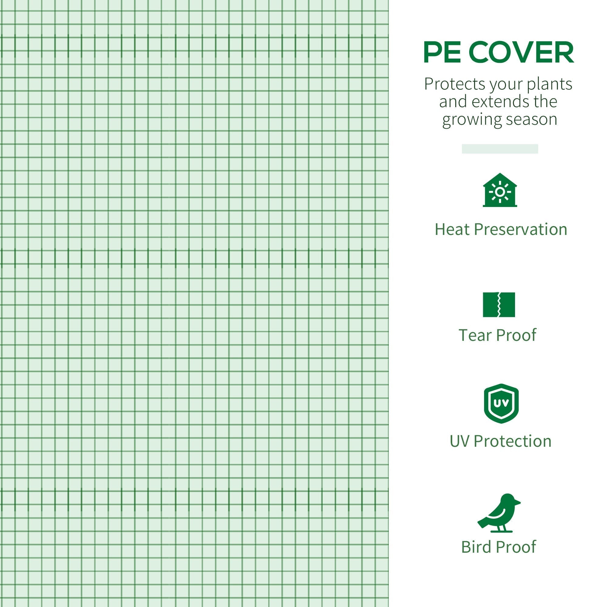 Outsunny Walk in Polytunnel Greenhouse, Green House for Garden with Roll-up Window and Door, 1.8 x 1.8 x 2 m, Green