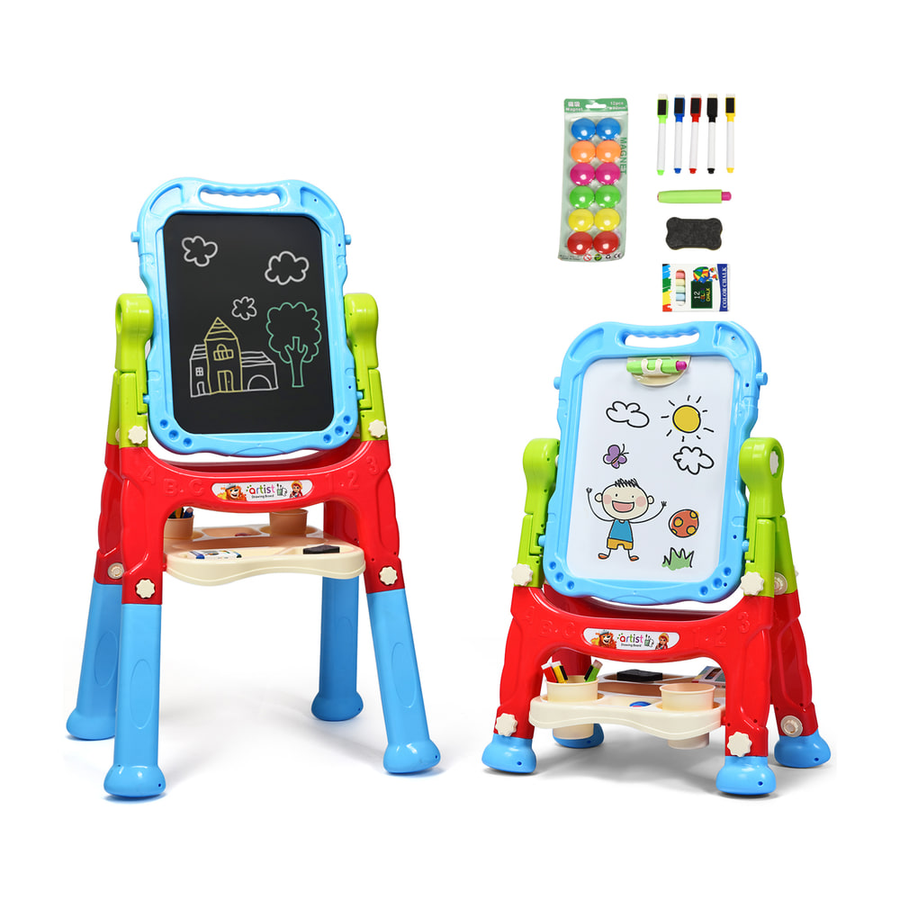 Kids Double Sided Boards Easel Magnetic Painting Art-Blue