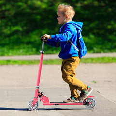 Kids Aluminum Folding Stunt Scooter with LED Wheels-Pink