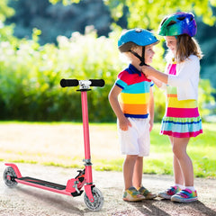 Kids Aluminum Folding Stunt Scooter with LED Wheels-Pink