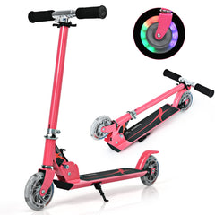 Kids Aluminum Folding Stunt Scooter with LED Wheels-Pink