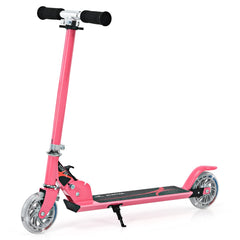 Kids Aluminum Folding Stunt Scooter with LED Wheels-Pink