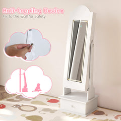 Kids Jewelry Cabinet Children Jewelry Organizer with Lights-White