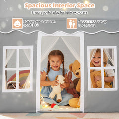 Kids Play Tent with Star Lights and Non-slip Mat-Grey