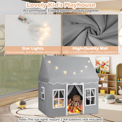 Kids Play Tent with Star Lights and Non-slip Mat-Grey