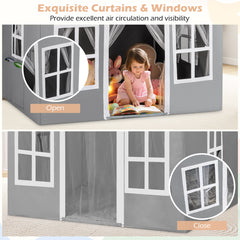 Kids Play Tent with Star Lights and Non-slip Mat-Grey