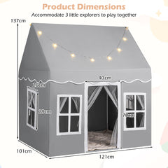 Kids Play Tent with Star Lights and Non-slip Mat-Grey