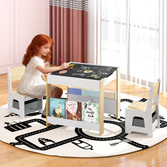 Kids Table and Chairs Set Toddler Wooden Activity Desk-Natural