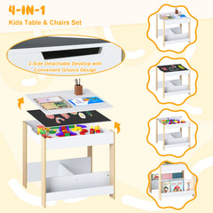 Kids Table and Chairs Set Toddler Wooden Activity Desk-Natural