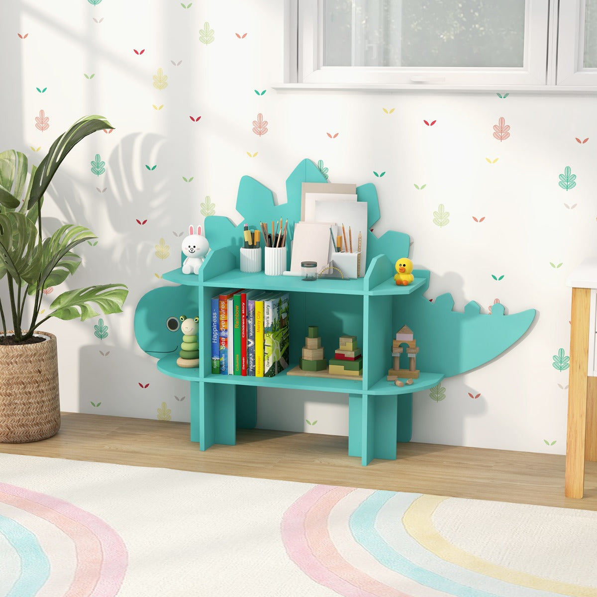 Kids Toy Storage Organizer with Anti-Toppling System for Play Room Nursery Kindergarten-Green