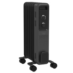 HOMCOM 1500W Oil Filled Radiator, Portable Electric Heater with 3 Heat Settings, Safety Cut-Off and Wheels, Grey