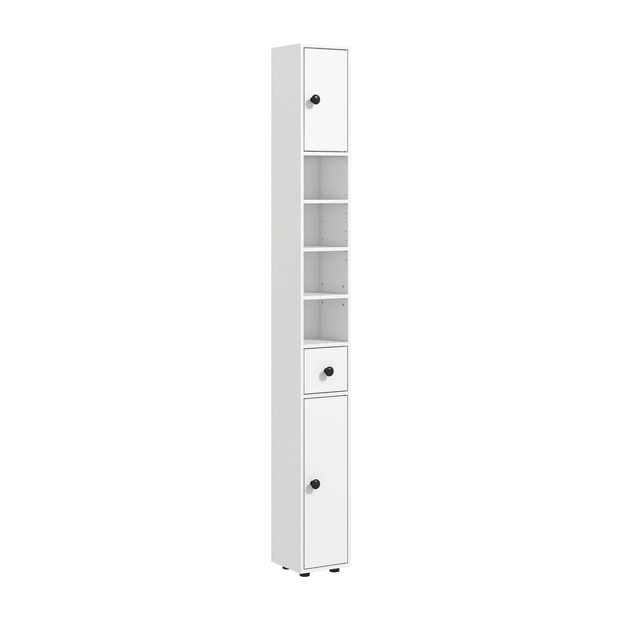 kleankin 180cm Slim Bathroom Cabinet, with Drawer, Shelves and Cupboards - White
