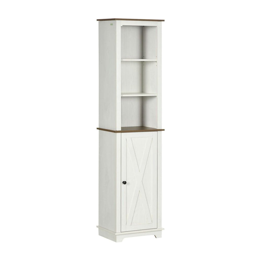 kleankin Bathroom Cabinet, Tall Storage Cabinet with Door and Adjustable Shelves, 39.5 x 30 x 160 cm, White