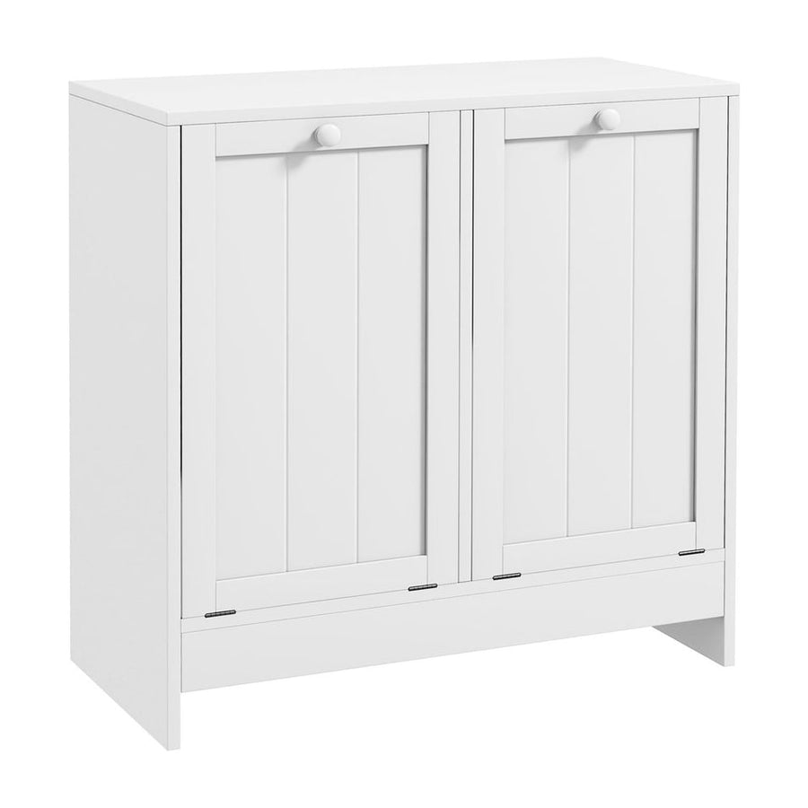 kleankin Double Hamper Laundry Storage Cabinet - White