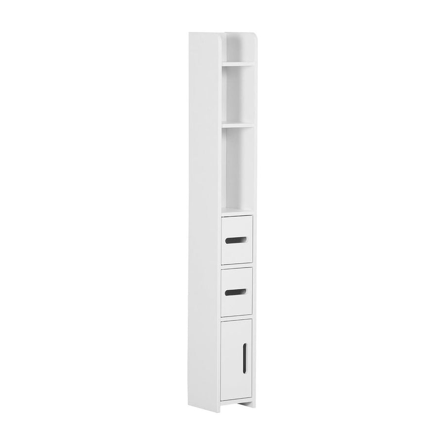kleankin Modern Bathroom Storage Cabinet, Freestanding Tall Bathroom Cabinet with Open Shelves and 3 Cupboards with Door, for