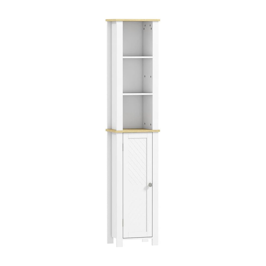 kleankin Slim Bathroom Storage Unit with Open Compartment, Bathroom Storage Cabinet with Adjustable Shelf, 34 x 23 x 165 cm