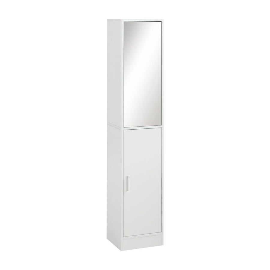 kleankin Tall Bathroom Cabinet with Mirror and Adjustable Shelf - White
