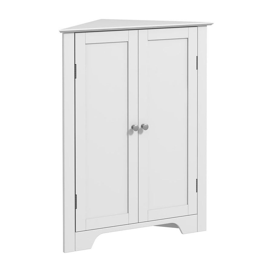 kleankin Triangle Bathroom Cabinet, Corner Bathroom Storage Unit with Adjustable Shelf and Recessed Door, Free Standing