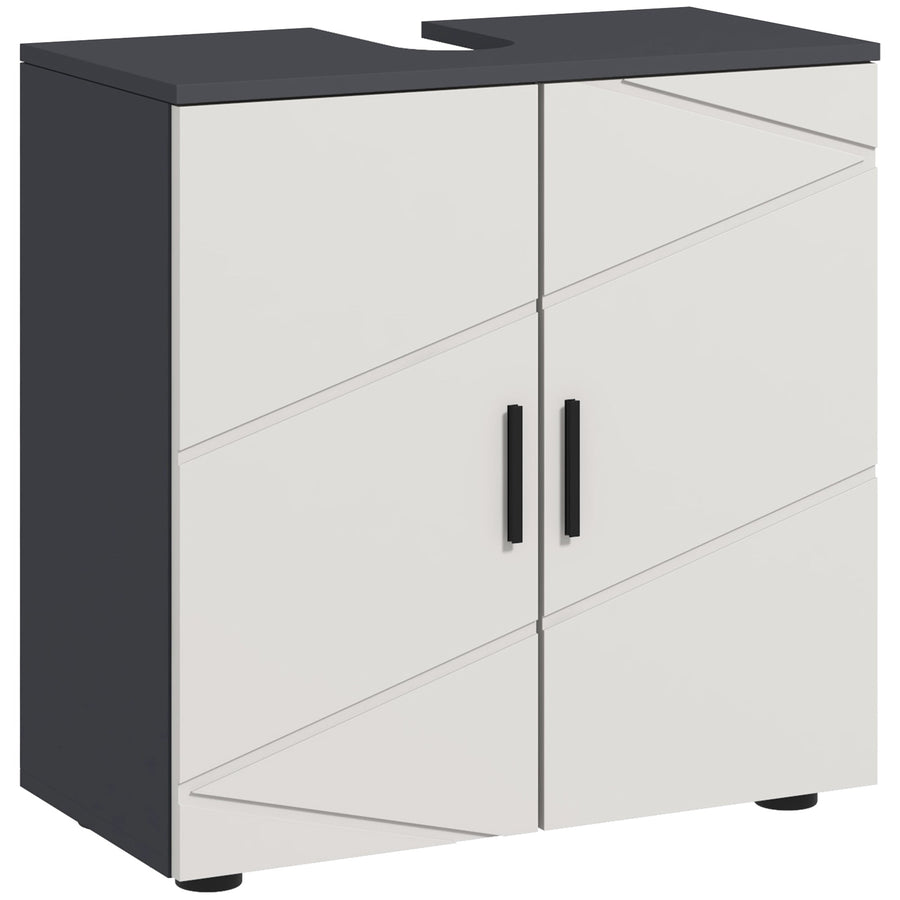 kleankin Under Sink Bathroom Cabinet, Bathroom Vanity Unit, Basin Storage Cupboard with Double Doors and Shelf, 10W x 20Dcm