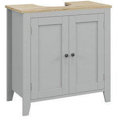 kleankin Under Sink Cabinet, Bathroom Sink Cabinet with 2 Doors, Pedestal Under Sink Design, Freestanding Bathroom Cupboard