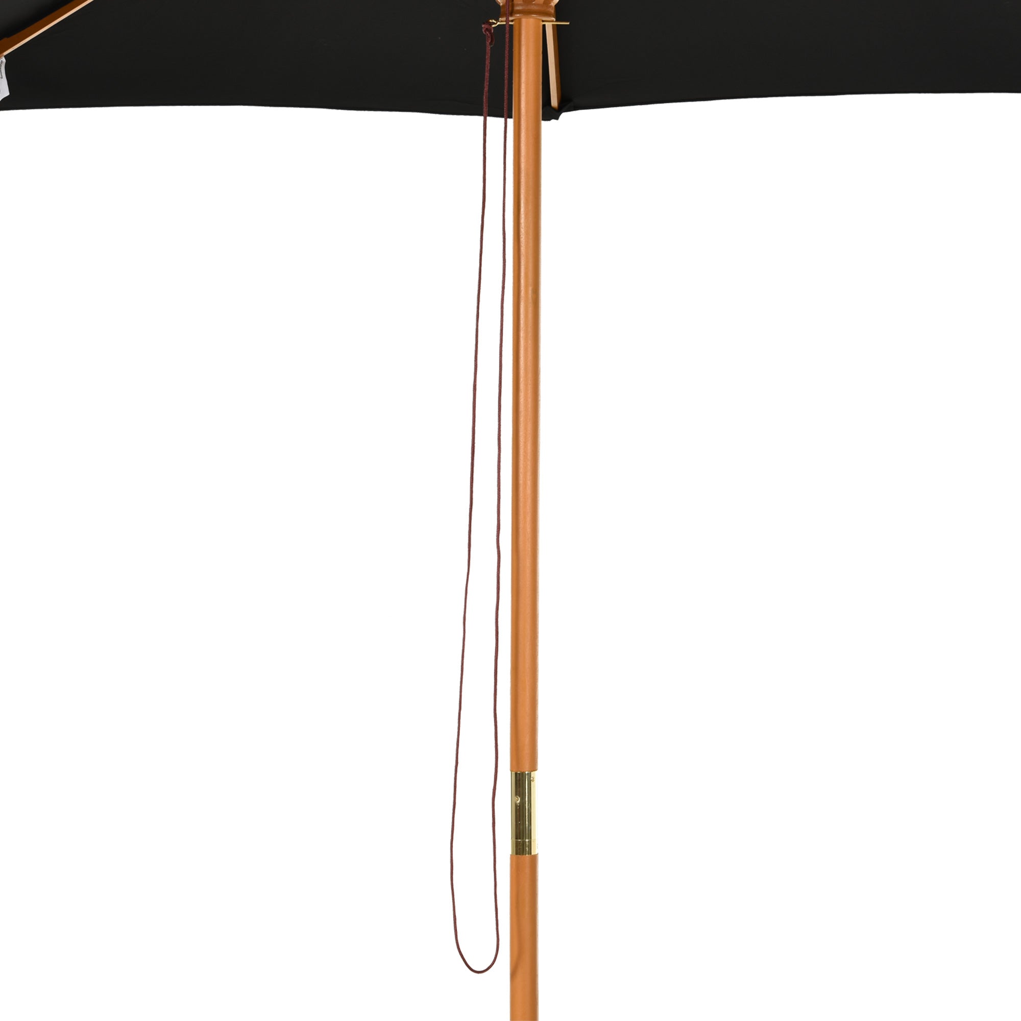 Outsunny 3(m) Garden Parasol, Pulley Operated Patio Umbrella, Wooden Table Market Umbrella with Rope Pulley Mechanism and 8 Ribs, Black