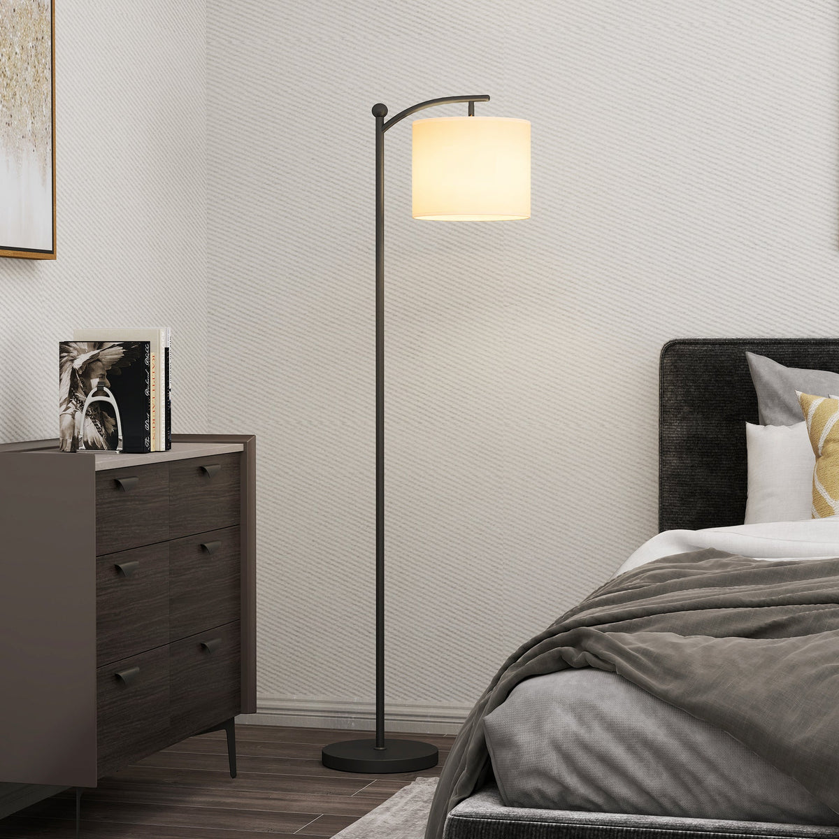 HOMCOM LED Floor Lamp with Remote Control - Black