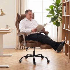 HOMCOM Executive Office Chair, Leathaire Big and Tall Office Chair 180 kg with Wide Seat, Reclining, Lumbar Support, Brown