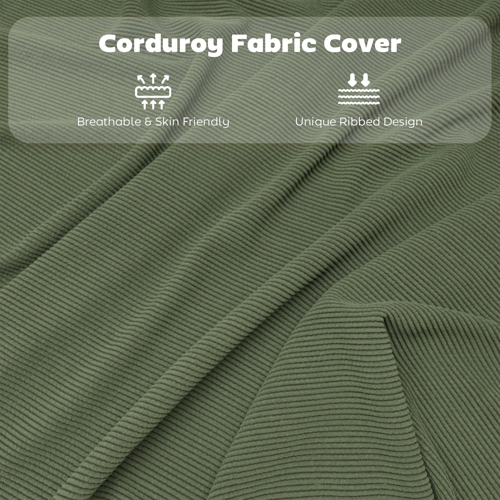 HOMCOM Set of Four Folding Corduroy Seat Chairs - Green