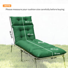 Outsunny Set of Two 190 x 56cm Sun Lounger Cushions - Green