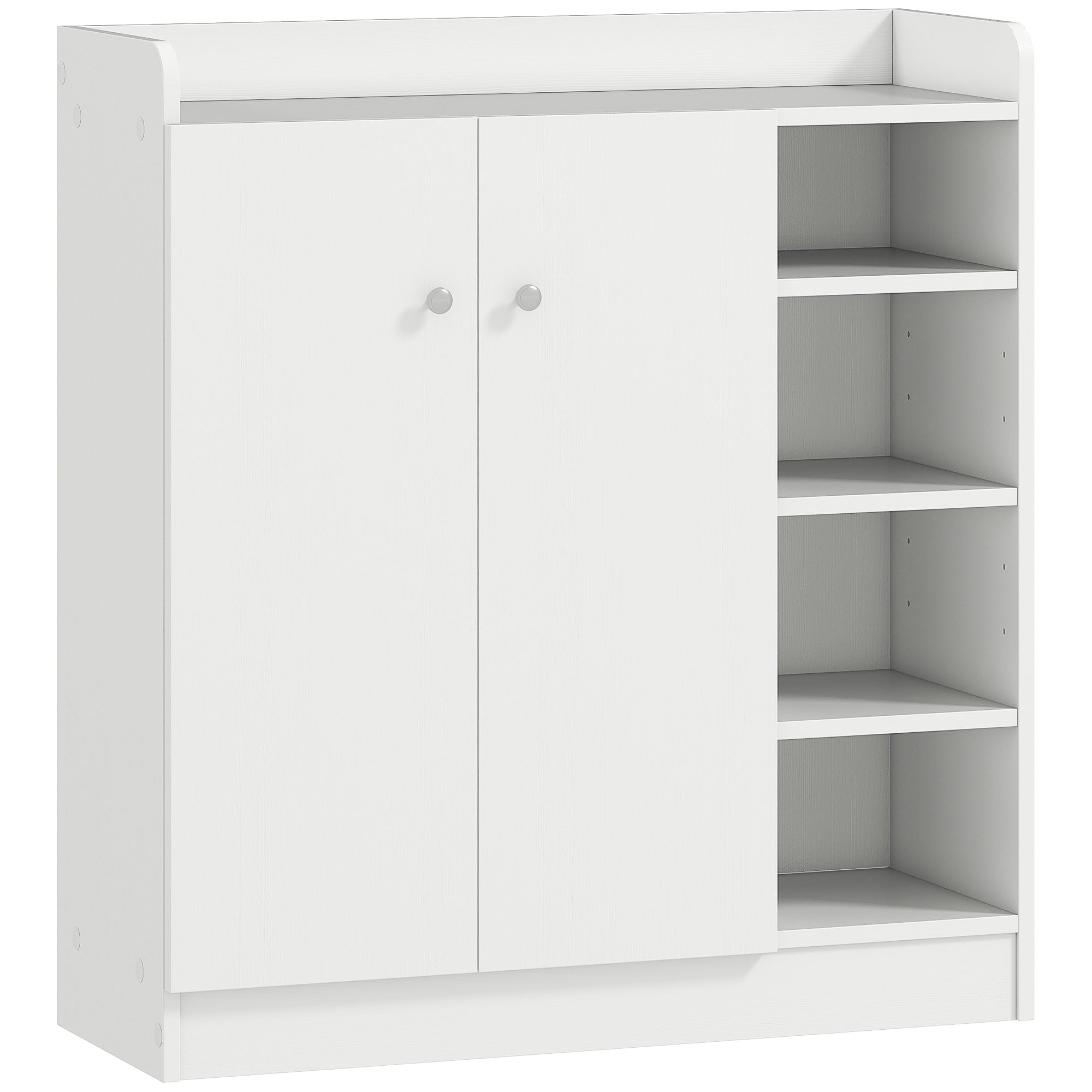 HOMCOM Shoe Storage Cabinet Two Doors w/ Adjustable 4 Shelves Cupboard Footwear Rack Stand Organiser Hallway White