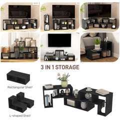HOMCOM Three-Block Modular TV Stand - Black Wood-Effect
