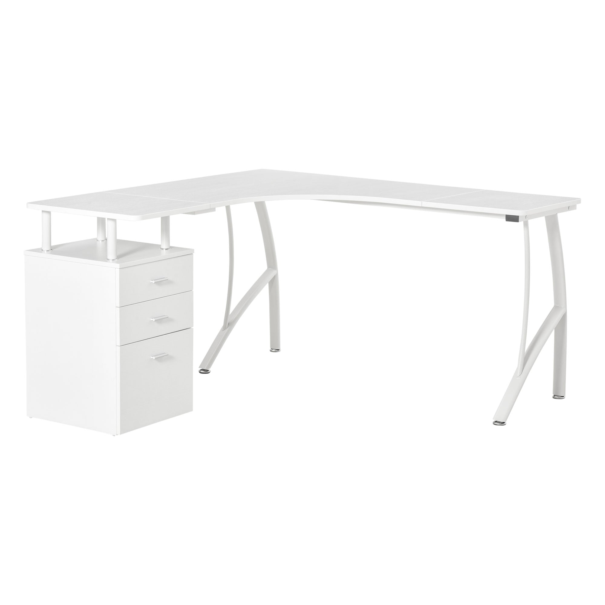HOMCOM L-Shaped Computer Desk Table with Storage Drawer, Home Office Desk Corner Industrial Style Workstation for A4 Files 143.5 x 143.5 x 76cm, White
