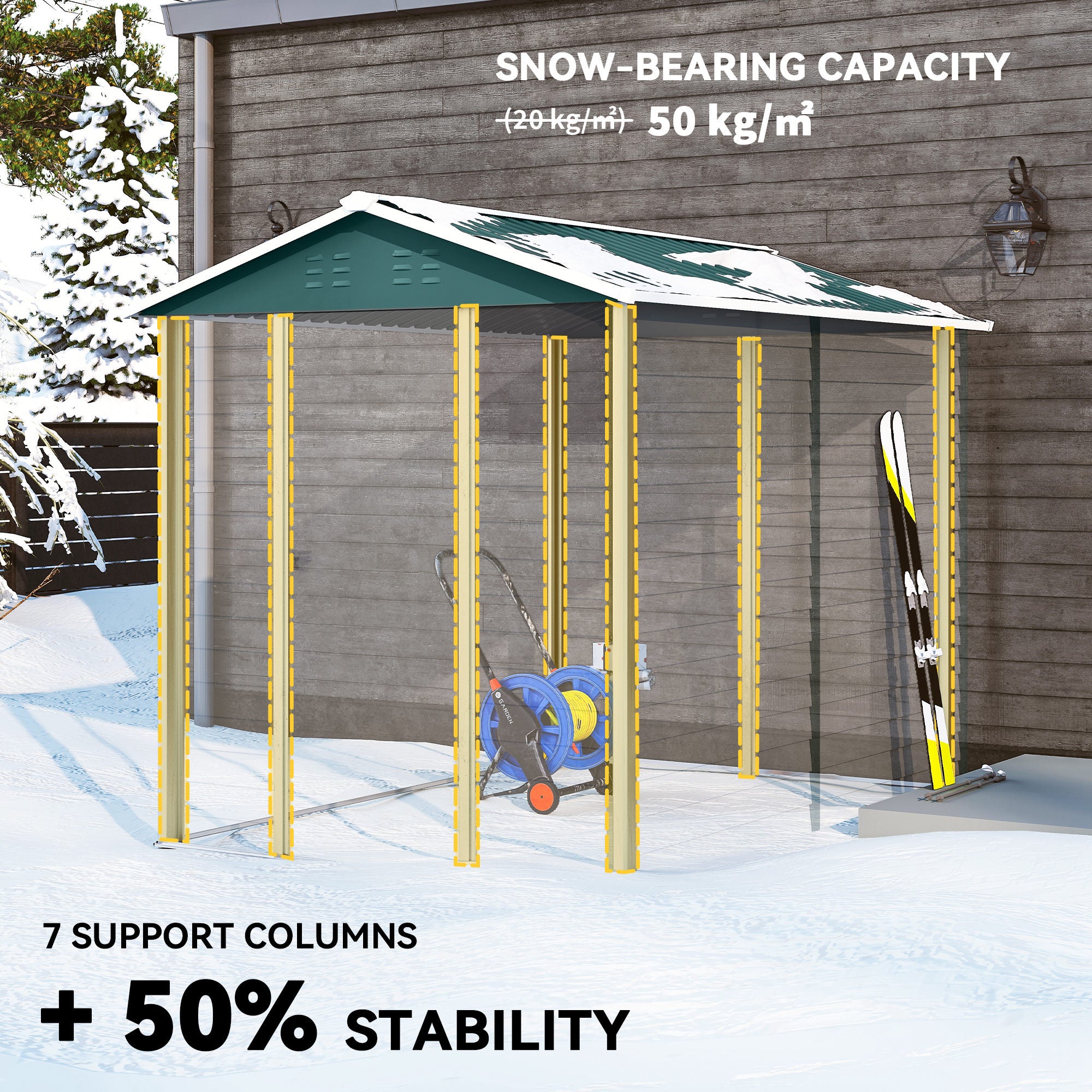 Outsunny 9x 6FT Metal Outdoor Garden Shed, Galvanised Tool Storage Shed w/ Sloped Roof, Lockable Door for Patio Lawn, Green