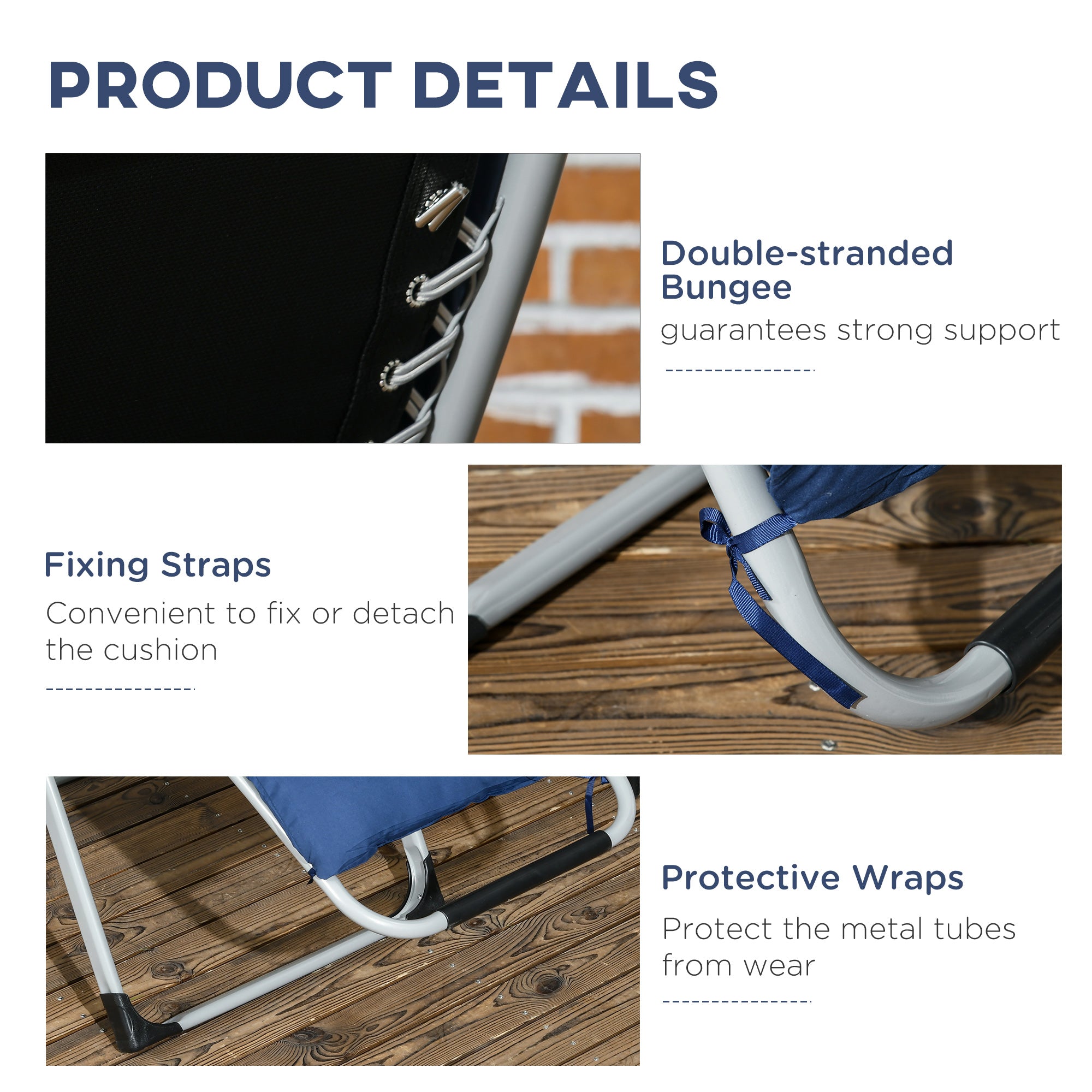 Outsunny 2pc Reclining Zero Gravity Sun Loungers ,Folding Chaise Lounge Chair with Cushions, Blue