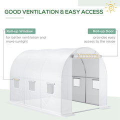 Outsunny 3 x 2 x 2m Polytunnel Greenhouse Replacement Cover ONLY Winter Garden Plant PE Cover for Tunnel Walk-in Greenhouse with Roll-up Windows Door Outdoor, White