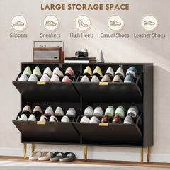 HOMCOM Elegant Four-Drawer Shoe Cabinet - Black