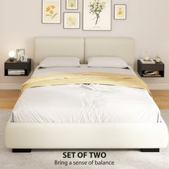 HOMCOM Floating Bedside Tables Set of 2, Wall Mounted Nightstand, Black