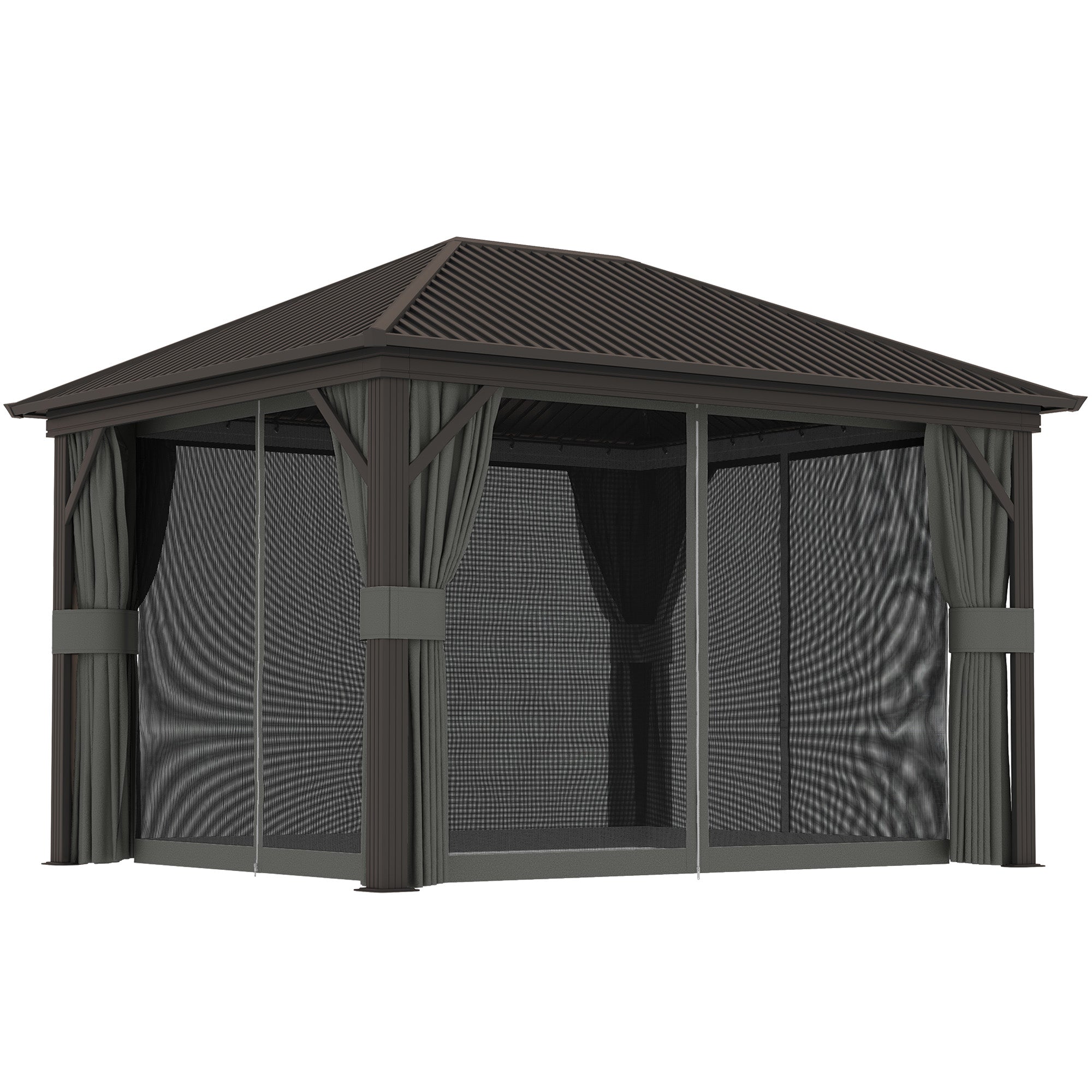 Outsunny 3.6 x 3 m Aluminium Hardtop Gazebo, with Accessories - Dark Grey