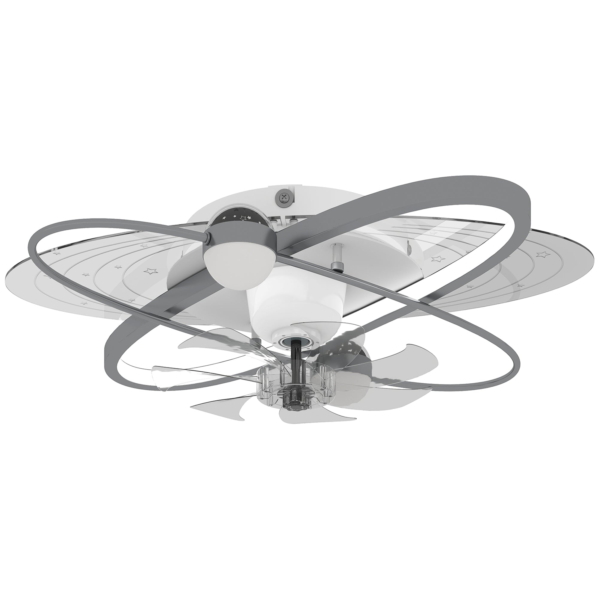 HOMCOM Ceiling Fan with Light and Remote, 3 Colour Temperatures, LED Mount Ceiling Fan Light for Bedroom, Silver Tone